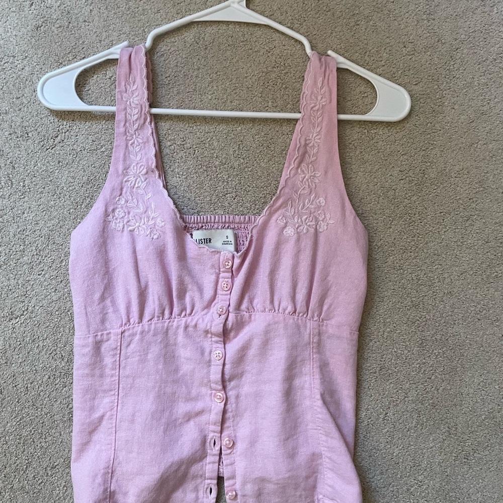 Hollister Light Pink Embroidered Blouse